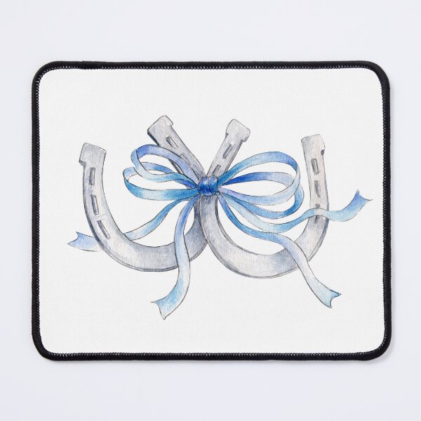 Item preview, Two lucky horseshoes tied with blue ribbon watercolor designed and sold by Sarah Trett.