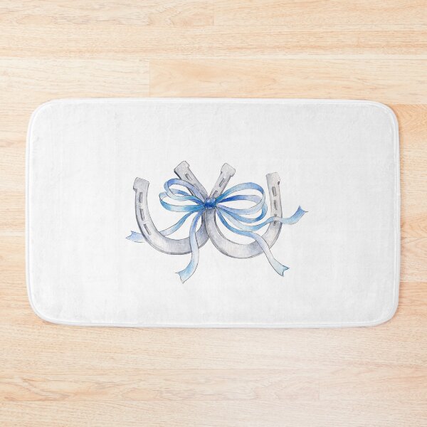 Item preview, Two lucky horseshoes tied with blue ribbon watercolor designed and sold by Sarah Trett.