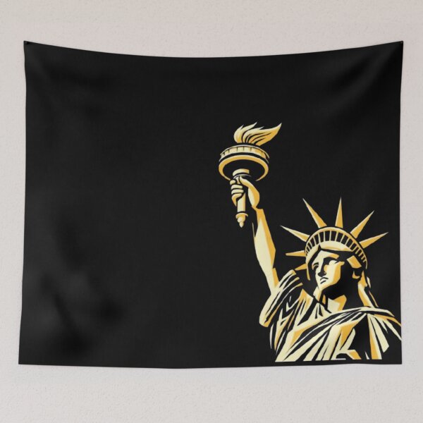 Item preview, Statue of Liberty Gold Minimal Illustration Patriotic 4th of July Independence Day Freedom USA designed and sold by Oddifys.