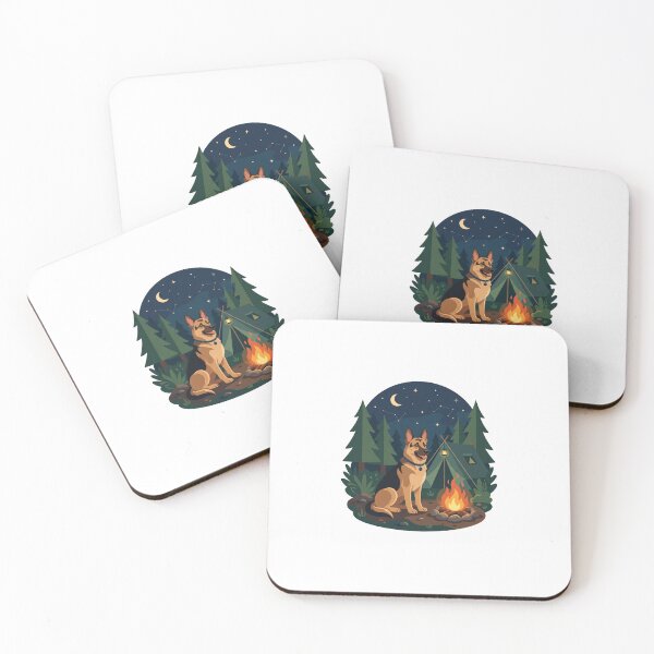 Item preview, German Shepherd Camping Campfire Wilderness Dog designed and sold by PictoVibe.