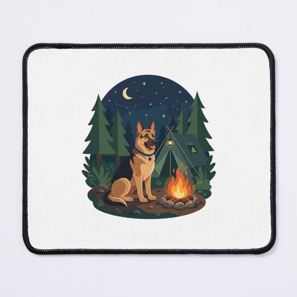 Item preview, German Shepherd Camping Campfire Wilderness Dog designed and sold by PictoVibe.