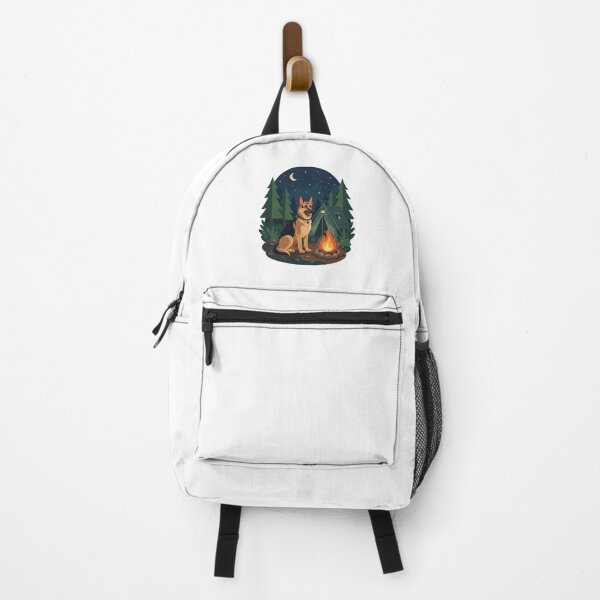 Item preview, German Shepherd Camping Campfire Wilderness Dog designed and sold by PictoVibe.