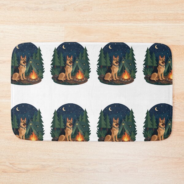 Item preview, German Shepherd Camping Campfire Wilderness Dog designed and sold by PictoVibe.