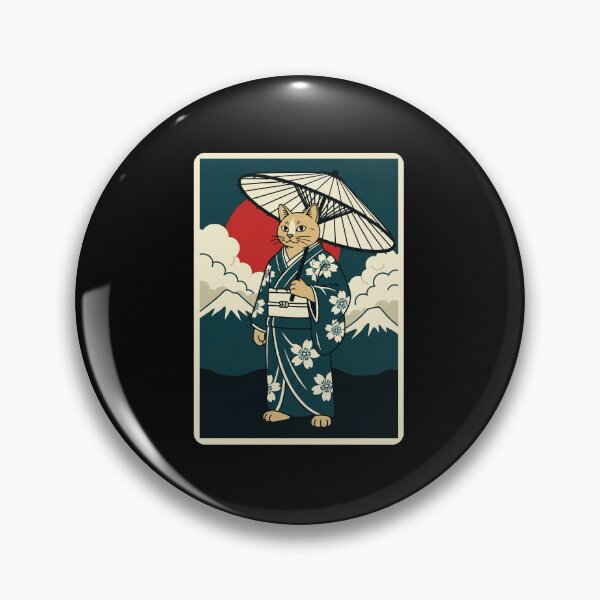 Item preview, Kimono Cat Beneath Paper Umbrella Vintage Japanese Inspired designed and sold by JordynLadukeg65.