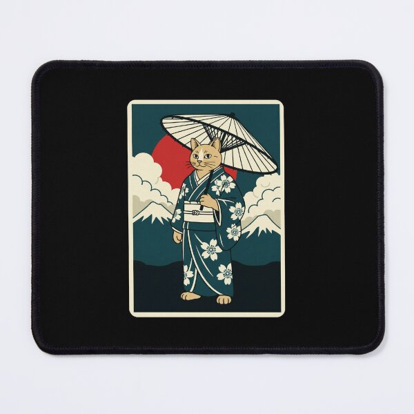 Item preview, Kimono Cat Beneath Paper Umbrella Vintage Japanese Inspired designed and sold by JordynLadukeg65.