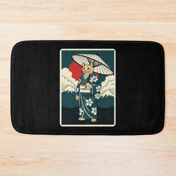 Item preview, Kimono Cat Beneath Paper Umbrella Vintage Japanese Inspired designed and sold by JordynLadukeg65.