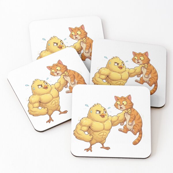 Item preview, Funny Buff Chick Choking Scared Cat Cartoon Illustration designed and sold by rich-moda.