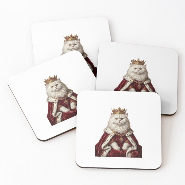 Item preview, Royal Persian Cat King Velvet Robe Crown Portrait designed and sold by PictoVibe.