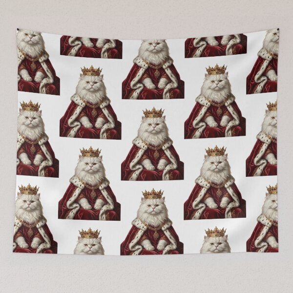 Item preview, Royal Persian Cat King Velvet Robe Crown Portrait designed and sold by PictoVibe.