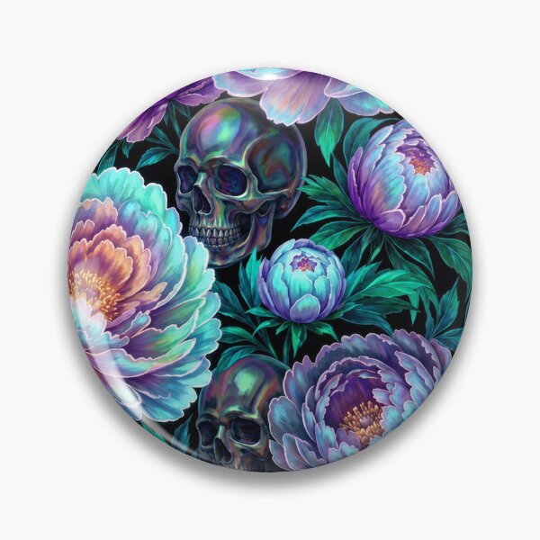 Item preview, Goth Holographic Skulls and Flowers Pattern designed and sold by BeJolley.