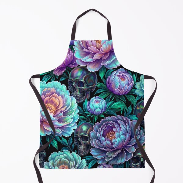 Item preview, Goth Holographic Skulls and Flowers Pattern designed and sold by BeJolley.