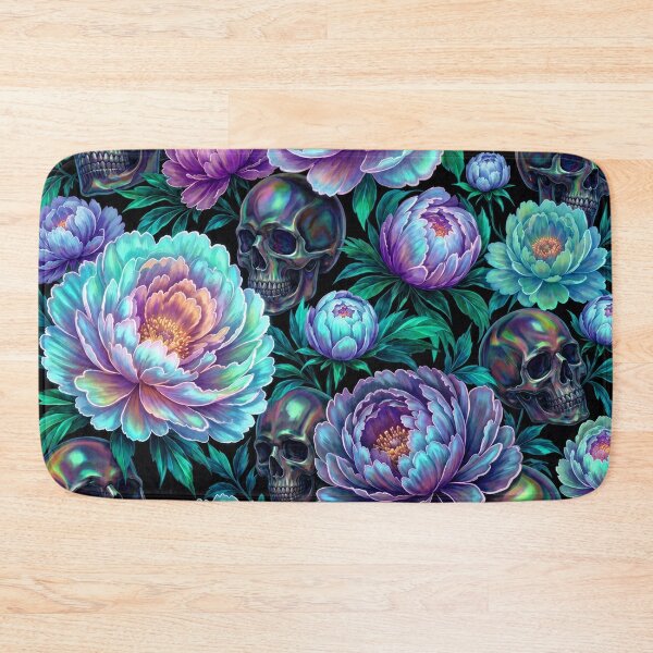 Item preview, Goth Holographic Skulls and Flowers Pattern designed and sold by BeJolley.