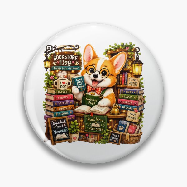 Item preview, Bookstore Dog – Adorable Corgi Running a Cozy Bookshop Cute Book Lover Illustration designed and sold by MrDev.