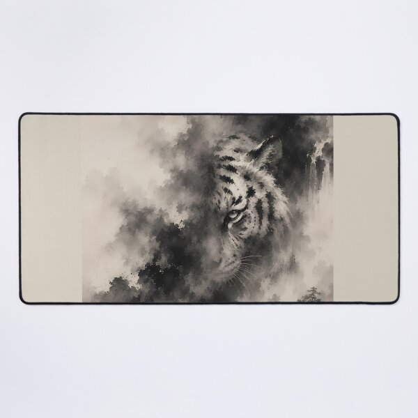Item preview, Breaking Through the Mist – Ink White Tiger Art designed and sold by ManJiangHong.