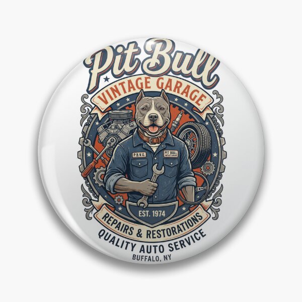 Item preview, Pit Bull Vintage Garage Mechanic Auto Wrench Dog designed and sold by PictoVibe.