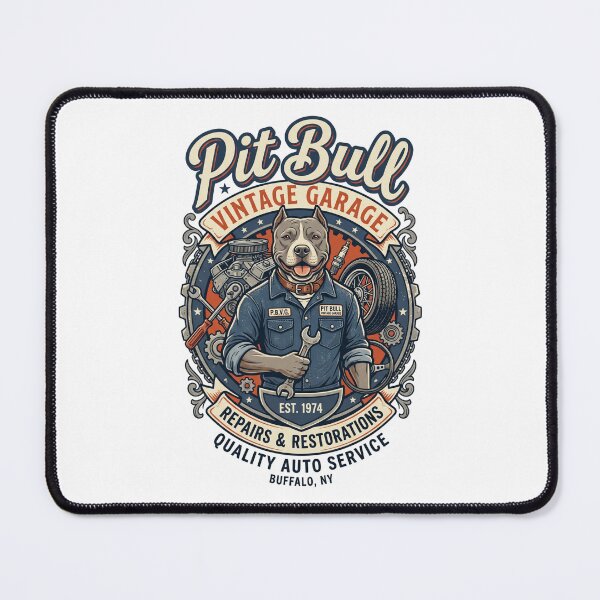 Item preview, Pit Bull Vintage Garage Mechanic Auto Wrench Dog designed and sold by PictoVibe.