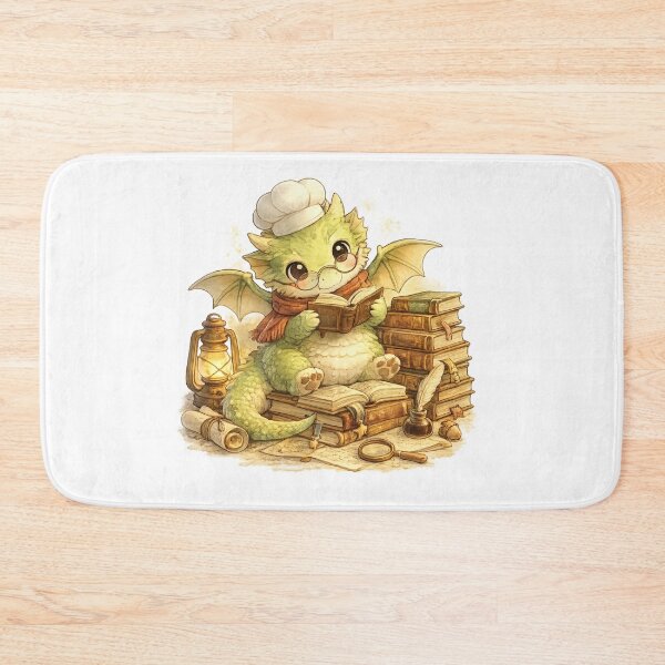 Item preview, Dragon Librarian – Cute Book Dragon in Magical Library Kawaii Fantasy Illustration designed and sold by MrDev.