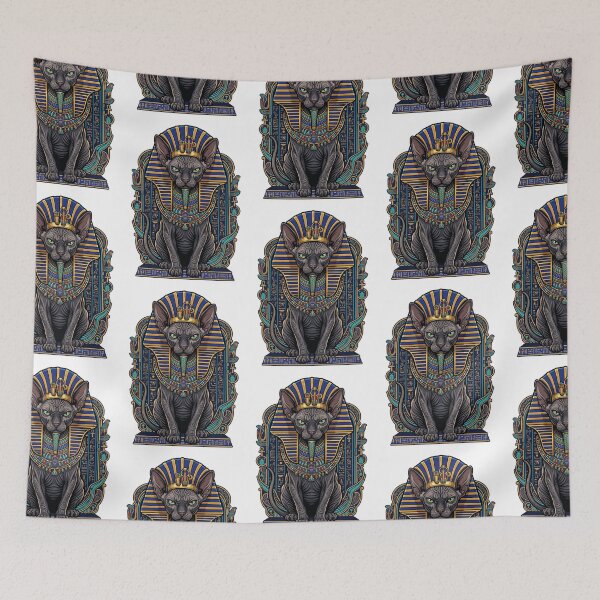 Item preview, Egyptian Pharaoh Sphynx Cat Golden Nemes Art designed and sold by PictoVibe.