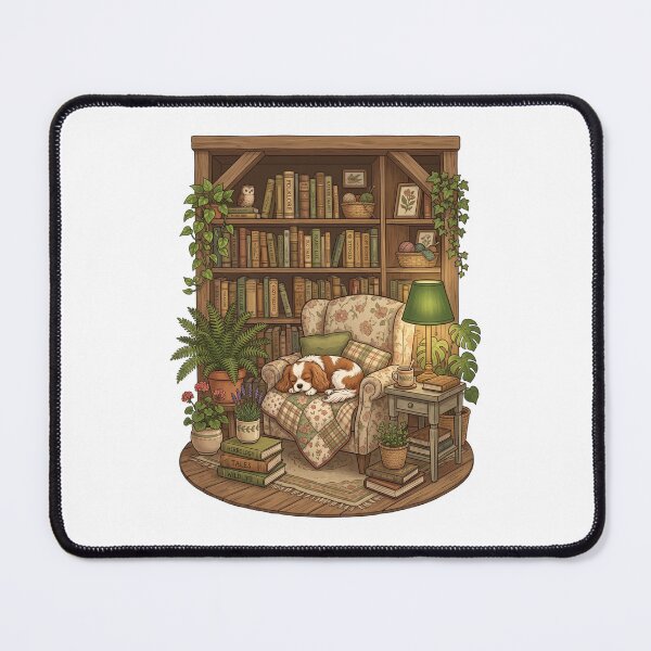 Item preview, Cavalier King Charles Library Cozy Bookworm Dog designed and sold by PictoVibe.