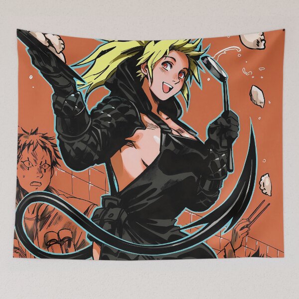 Item preview, Nikaido Dorohedoro Dumpling Chef Chaos With Bright Orange Energy designed and sold by MicaheHaffner.