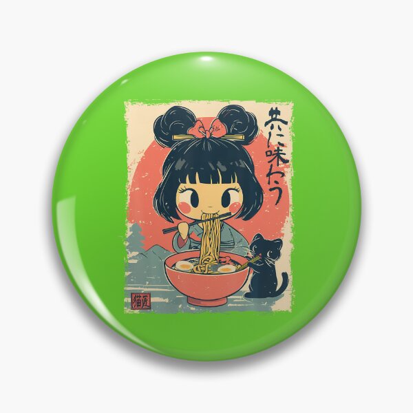 Item preview, Cute Kawaii Japanese Girl And Cat Eating Ramen Anime T-Shirt designed and sold by GabrielaPeterse.