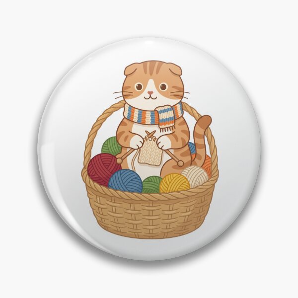 Item preview, Scottish Fold Knitting Cat Cozy Yarn Ball Craft designed and sold by PictoVibe.