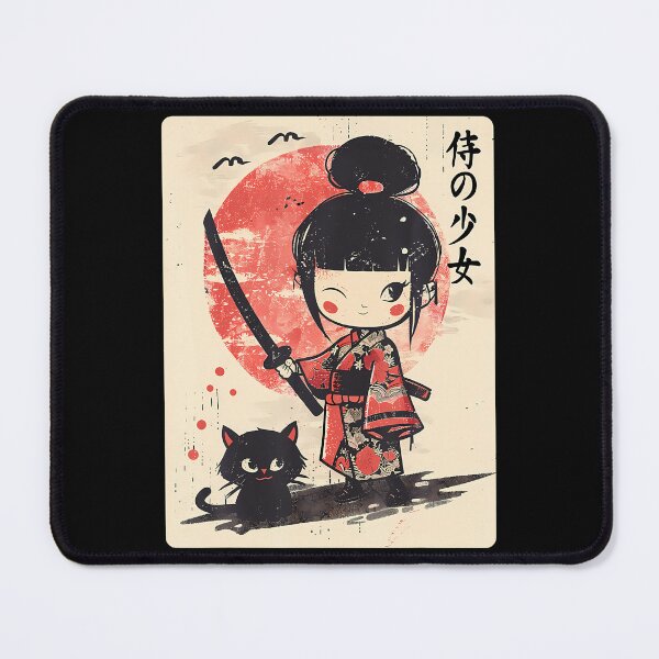 Item preview, Cute Kawaii Samurai Girl With Katana  Cat Japanese Anime T-Shirt (1) designed and sold by GabrielaPeterse.