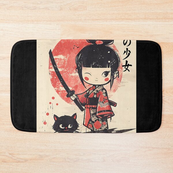 Item preview, Cute Kawaii Samurai Girl With Katana  Cat Japanese Anime T-Shirt (1) designed and sold by GabrielaPeterse.