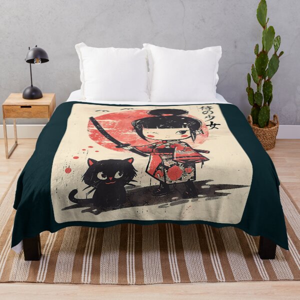 Item preview, Cute Kawaii Samurai Girl With Katana Cat Japanese Anime T-Shirt (1) designed and sold by GabrielaPeterse.