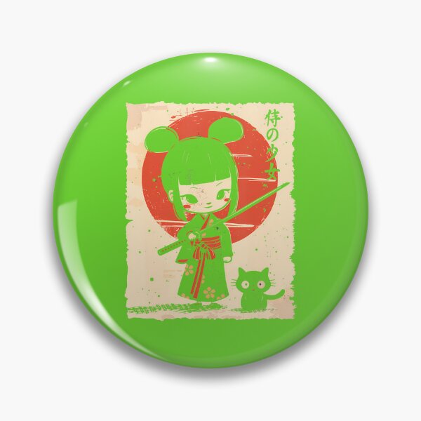 Item preview, Cute Kawaii Samurai Girl With Katana  Cat Japanese Anime T-Shirt (2) designed and sold by GabrielaPeterse.