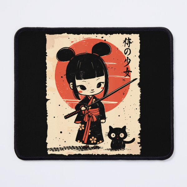 Item preview, Cute Kawaii Samurai Girl With Katana  Cat Japanese Anime T-Shirt (2) designed and sold by GabrielaPeterse.