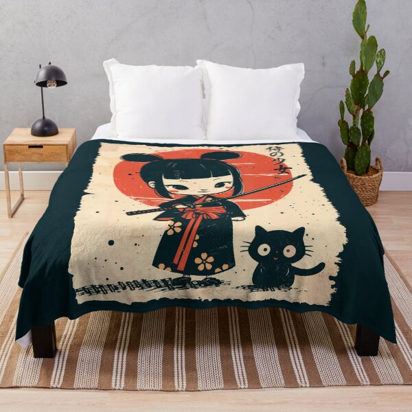 Item preview, Cute Kawaii Samurai Girl With Katana Cat Japanese Anime T-Shirt (2) designed and sold by GabrielaPeterse.