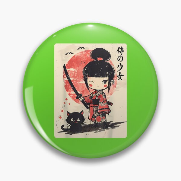 Item preview, Cute Kawaii Samurai Girl With Katana  Cat Japanese Anime T-Shirt designed and sold by GabrielaPeterse.
