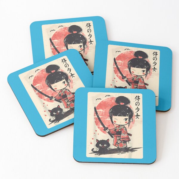 Item preview, Cute Kawaii Samurai Girl With Katana  Cat Japanese Anime T-Shirt designed and sold by GabrielaPeterse.