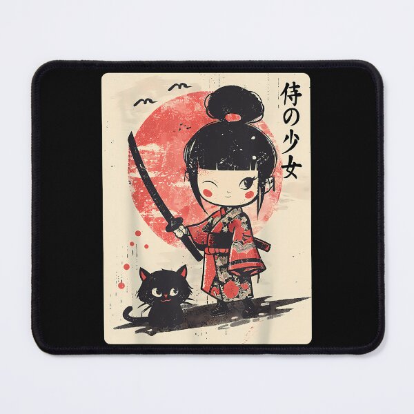 Item preview, Cute Kawaii Samurai Girl With Katana  Cat Japanese Anime T-Shirt designed and sold by GabrielaPeterse.