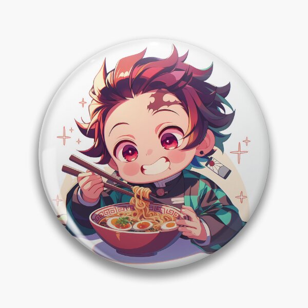 Item preview, Tanjiro Kamado Demon Slayer Chibi Ramen Happy Sparkle Smile designed and sold by mildaclairmo.