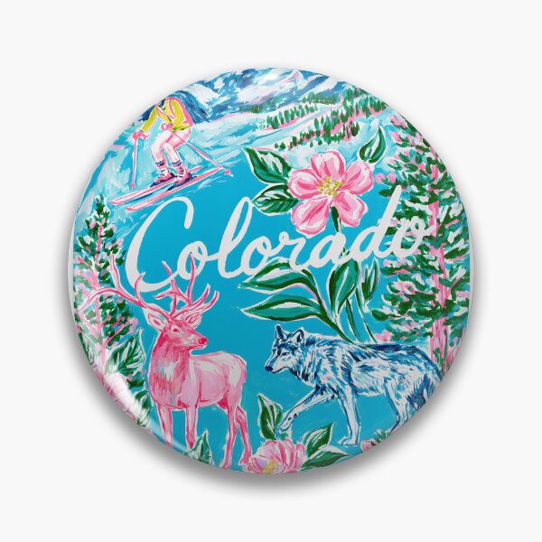 Item preview, Colorado Adventure | Colorful Mountains, Elk, Wolf & Skier Design designed and sold by ThePreppyArtist.