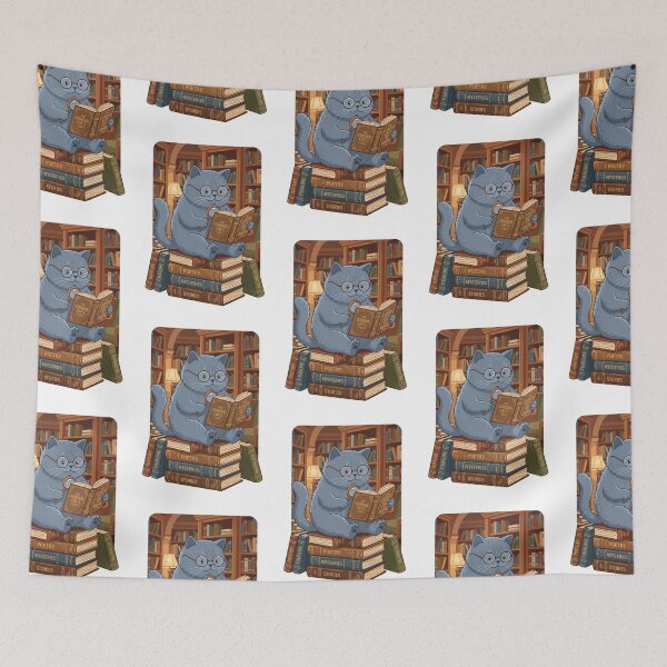 Item preview, British Shorthair Reading Cat Society Bookworm designed and sold by PictoVibe.