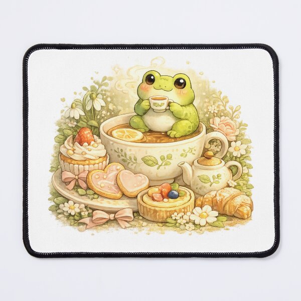 Item preview, Tea Time Frog – Cute Chubby Frog in Giant Teacup Cottagecore Kawaii Illustration designed and sold by MrDev.