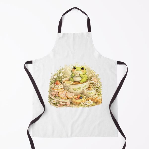 Item preview, Tea Time Frog – Cute Chubby Frog in Giant Teacup Cottagecore Kawaii Illustration designed and sold by MrDev.