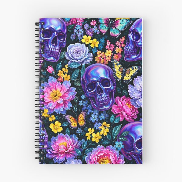Item preview, Holographic Goth Purple Skulls and Butterflies Floral Pattern designed and sold by BeJolley.