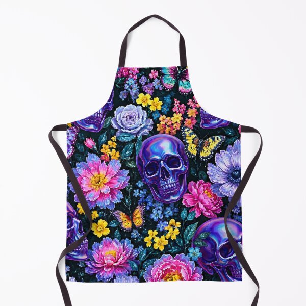 Item preview, Holographic Goth Purple Skulls and Butterflies Floral Pattern designed and sold by BeJolley.