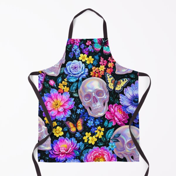 Item preview, Holographic Goth Pearl Skulls and Butterflies Floral Pattern designed and sold by BeJolley.