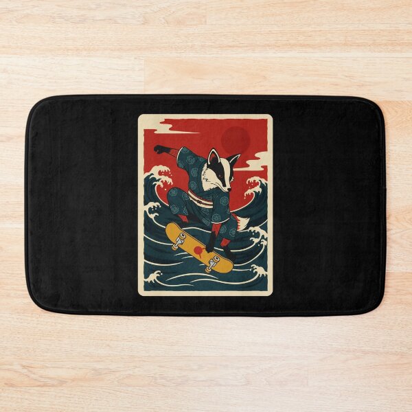 Item preview, Skateboarding Badger Riding Ocean Waves in Retro Japanese Style designed and sold by JordynLadukeg65.