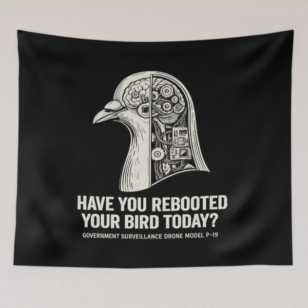 Item preview, Reboot Your Bird Robotic Pigeon Drone Conspiracy designed and sold by MaxLevelMerch.