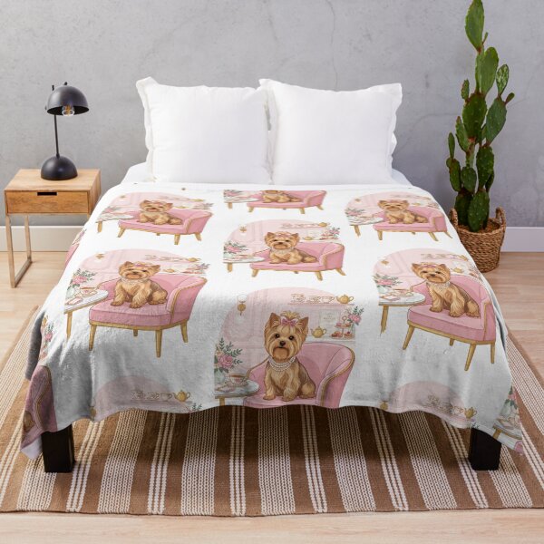 Item preview, Yorkshire Terrier High Fashion Pastel Tea Room designed and sold by PictoVibe.