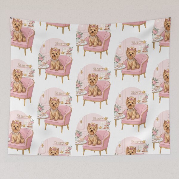 Item preview, Yorkshire Terrier High Fashion Pastel Tea Room designed and sold by PictoVibe.