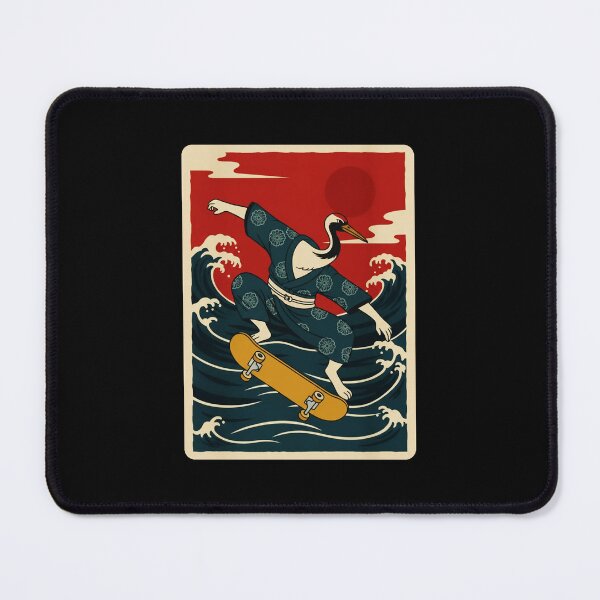 Item preview, Crane Skateboarder Riding Ocean Swells in Vintage Japanese Style designed and sold by JordynLadukeg65.