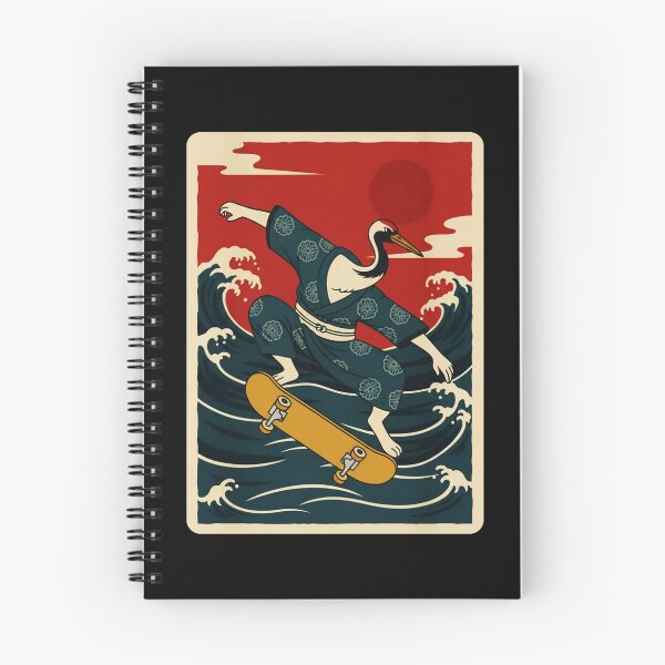 Item preview, Crane Skateboarder Riding Ocean Swells in Vintage Japanese Style designed and sold by JordynLadukeg65.