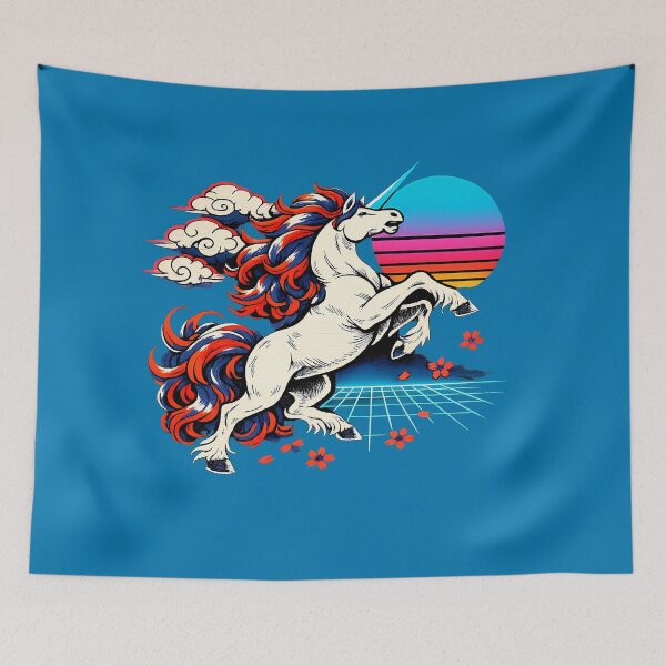 Item preview, Neon Retro Synthwave Ukiyo‑E Unicorn designed and sold by KungPowUnicorn.